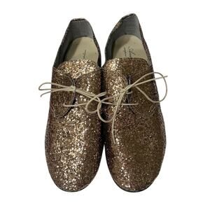 Anniel Glitter Oxford Derby Shoes EU 39/US 9 Lace-Up Bronze Gold Leather NEW